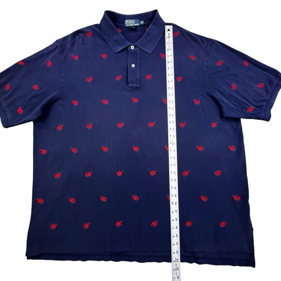Vintage Polo Ralph Lauren Shirt 3XLT Tall Blue Lobster Embroider All Over Logo - Picture 8 of 8